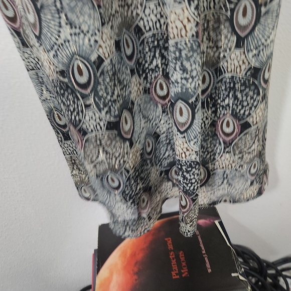 Veronica M Catia Peacock Feather Print Chiffon Smocked Dress L - Picture 17 of 17